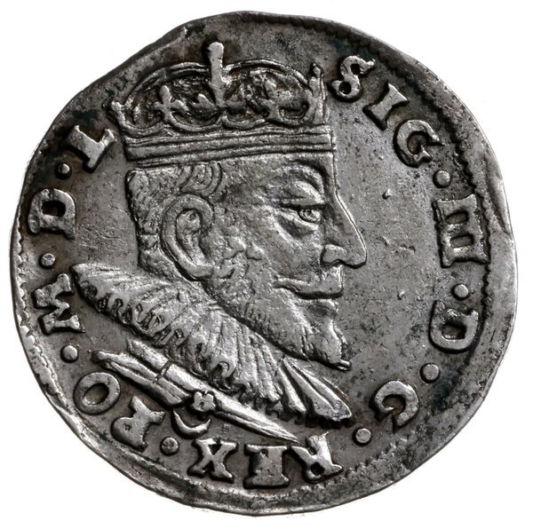 trojak 1590, Wilno; herb Leliwa pod głową króla;