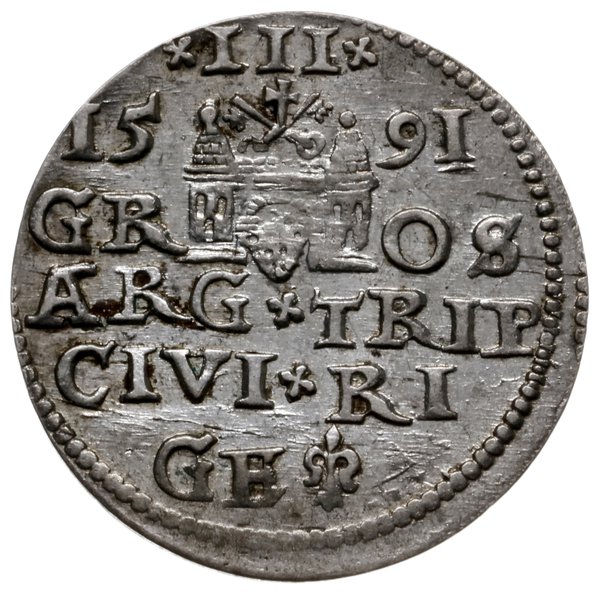 trojak 1591, Ryga; na awersie końcówka LI; Iger 