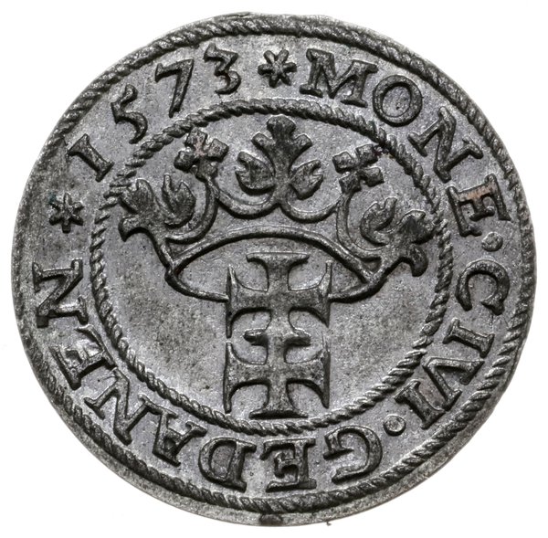 szeląg 1573, Gdańsk; moneta wybita w czasie bezk