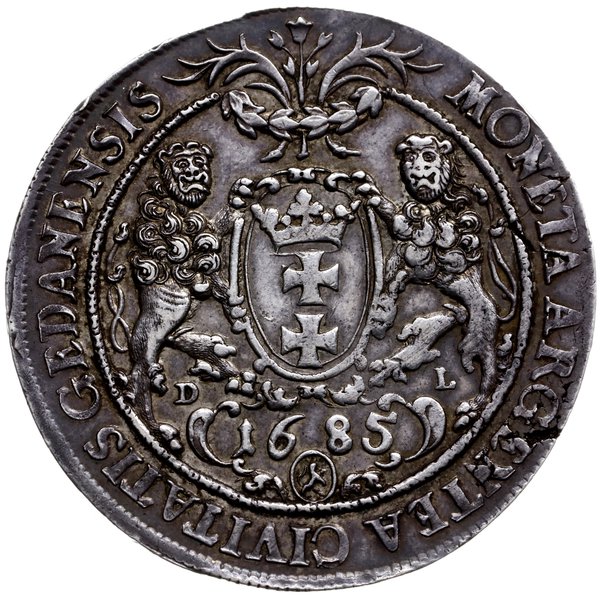 talar 1685, Gdańsk; Aw: Popiersie króla w zbroi 