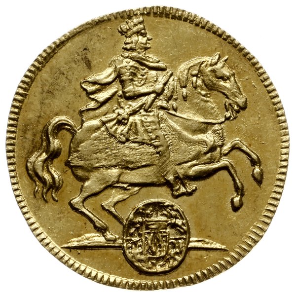 dukat wikariacki 1711, Drezno; Aw: Król na koniu