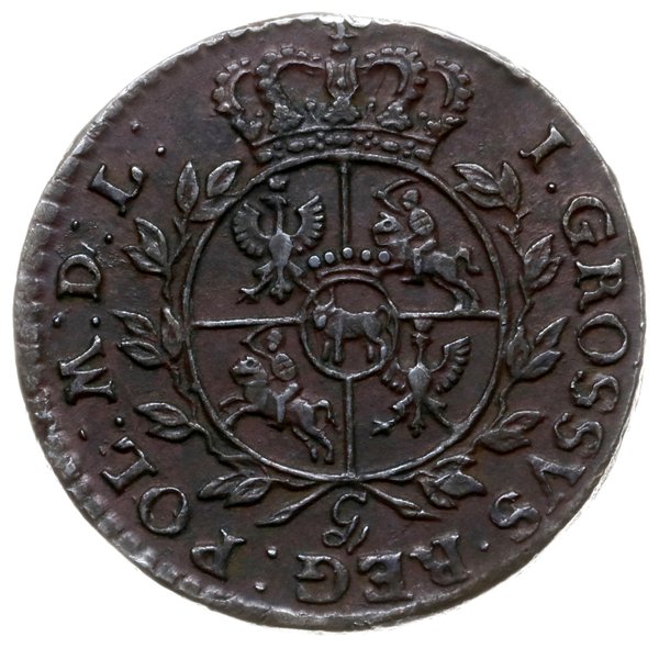 grosz 1765 g, Kraków; odmiana z małą literą g po