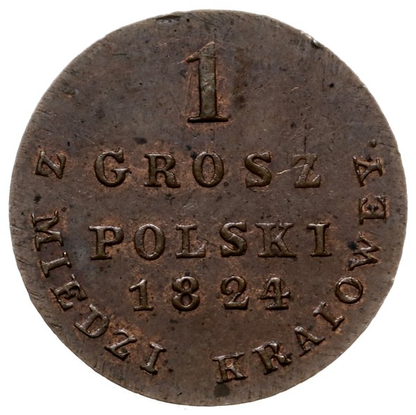 1 grosz polski z miedzi krajowej 1824, Warszawa;
