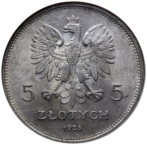 5 złotych 1928 (ze znakiem mennicy), Warszawa; N