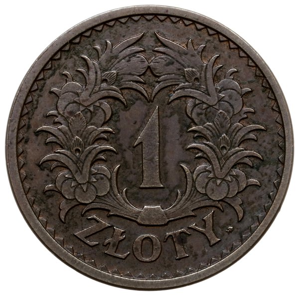 1 złoty 1928, Warszawa; nominał w wieńcu, bez na