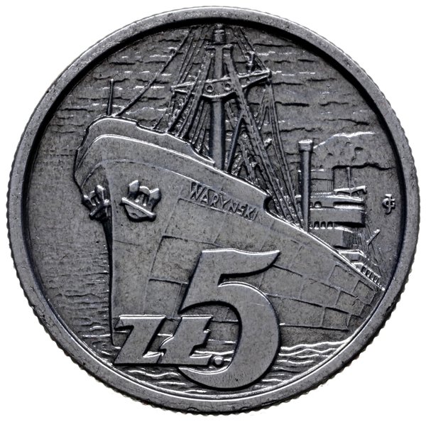 5 złotych 1958, Warszawa; statek Waryński, bez n