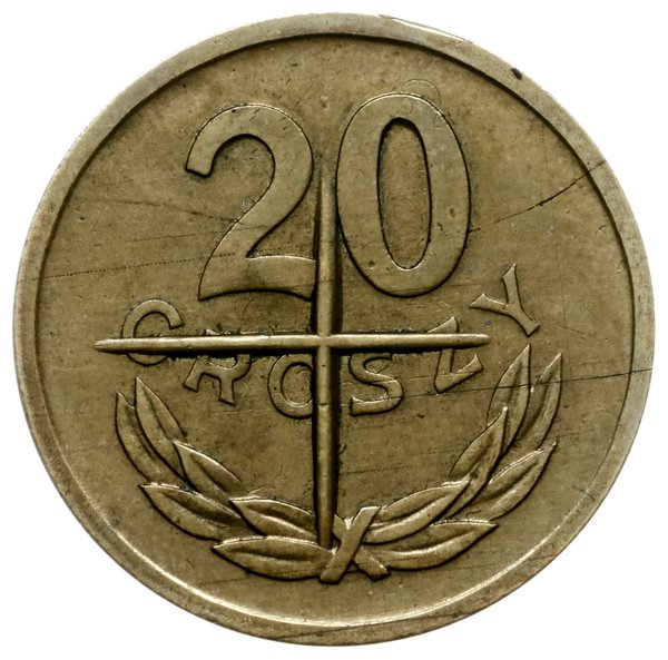 20 groszy 1973, Warszawa; Nominał, bez napisu pr