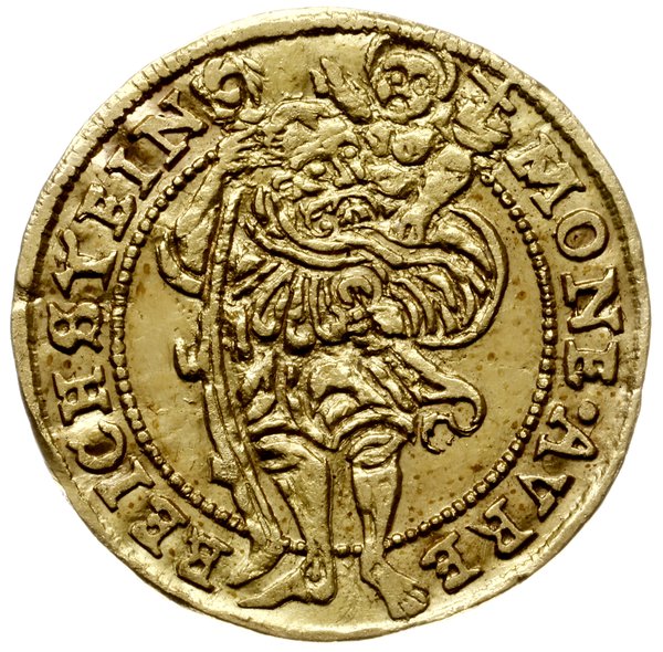 dukat 1560, Złoty Stok; Aw: Tarcza herbowa, nad 