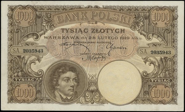 1.000 złotych 28.02.1919, seria A, numeracja 203