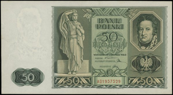 50 złotych 11.11.1936, seria AD, numeracja 1957529