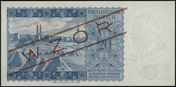 20 złotych 15.08.1939, seria A 012345, czerwony 