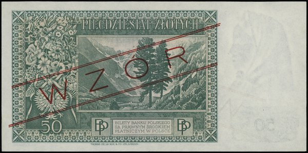 50 złotych 15.08.1939, seria A 012345, czerwony 