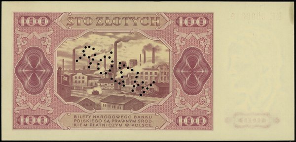100 złotych 1.07.1948, seria KE, numeracja 00000