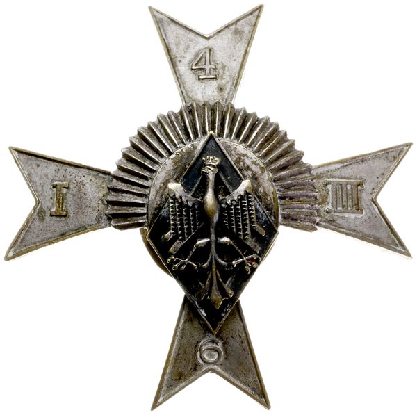 żołnierska odznaka pamiątkowa 6. Pułku Strzelców Konnych - Żółkwia, wersja nadawana do 1929 roku,  odznaka dwuczęściowa, tombak 60 x 60 mm, nakrętka sygnowana W. S Wiśniewski, Sawicki/Wielechowski s. 219, rzadka