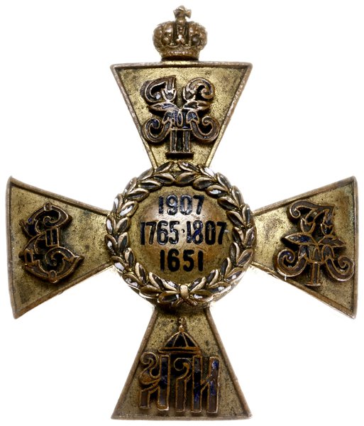 odznaka pamiątkowa 11 Izumskiego Pułku Huzarów gen. Dorochowa, odznaka dwuczęściowa, brąz złocony  46.5 x 39.5 mm, emalia, Werlich/Andolenko 412, brak nakrętki