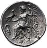 tetradrachma, ok. 275-270 pne, mennica Pella?; Aw: Głowa Heraklesa w prawo; Rw: Zeus siedzący na t..