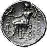 tetradrachma ok. 295-280 pne, Ekbatana; Aw: Głowa Heraklesa nakryta lwią skórą w prawo; Rw: Zeus s..