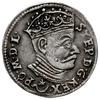 trojak 1581, Wilno; bardzo rzadki typ monety z listkiem (znakiem mennicy wileńskiej) pomiędzy Orłe..