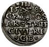 trojak 1585, Ryga; małe popiersie króla, korona z rozetą; Iger R.85.1.i (R), K.-G. 28, Kop. 8094 (..