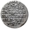 trojak 1586, Ryga; mała głowa króla, niska korona z rozetami, interpunkcja na awersie w formie krz..