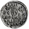 trojak 1590, Wilno; herb Chalecki pod głową króla; Iger V.90.2.b (R1), Ivanauskas 5SV14-9 (RR); ła..