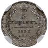 5 kopiejek 1851 СПБ ПА, Petersburg; Bitkin 409, Adrianov 1851; pięknie zachowana moneta w pudełku ..