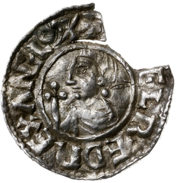 denar typu crux, 991-997, mennica Nottingham, mincerz Oswold