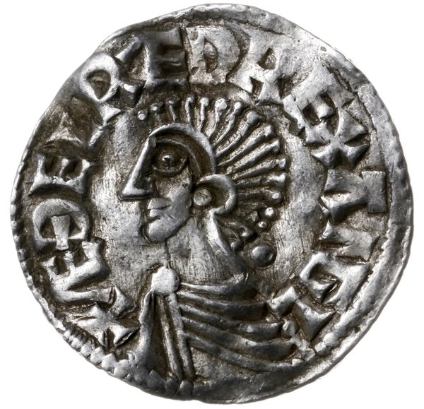denar typu long cross, 997-1003, mennica Norwich, mincerz Aelfric