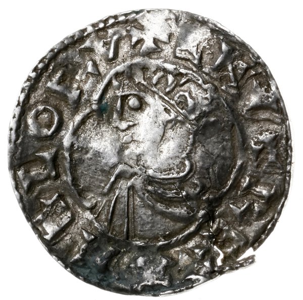 denar typu quatrefoil, 1018-1024, mennica Bruton, mincerz Aelfelm