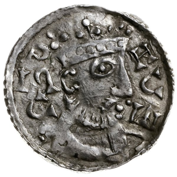 denar 1039-1042; Popiersie króla w prawo / Krzyż