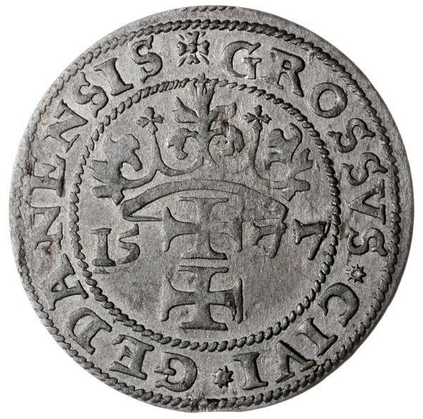 grosz 1577, Gdańsk; odmiana bez znaku Kawka nad 