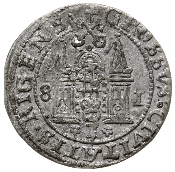 grosz 1581, Ryga; odmiana z herbem Rygi i skróco