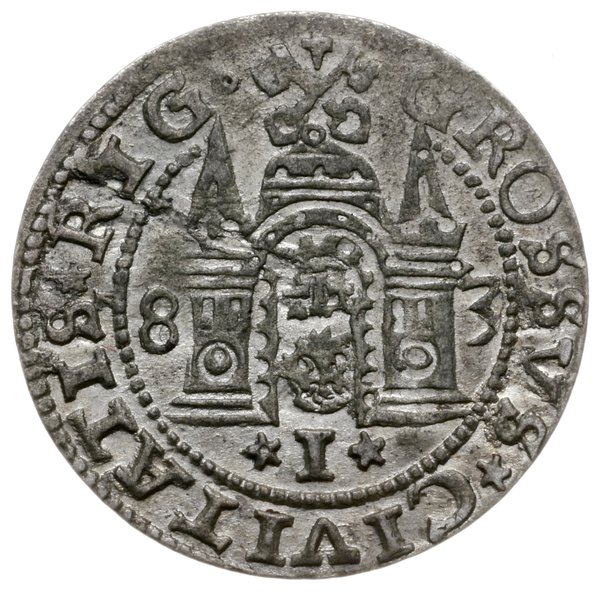 grosz 1583, Ryga; na awersie końcówka L; Kop. 80