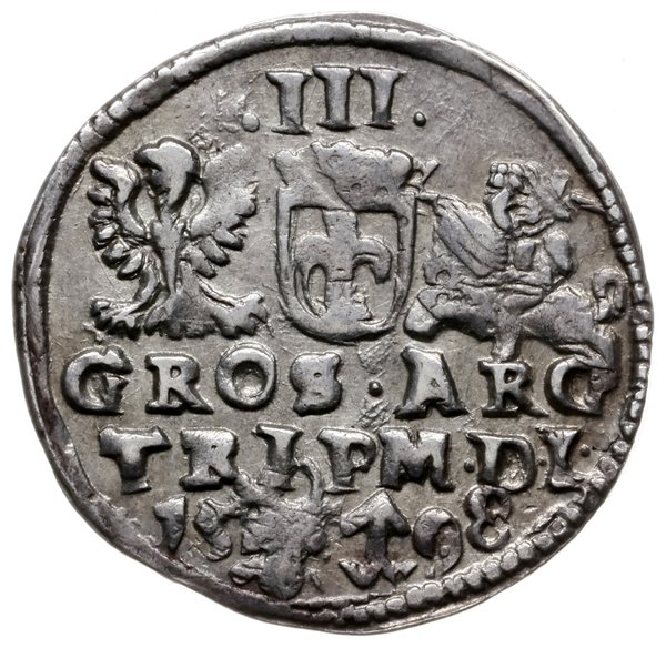 trojak 1598, Wilno; odmiana z większą głową król