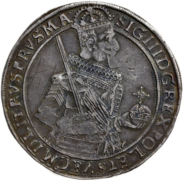 talar 1632, Toruń; Aw: Półpostać króla w prawo i