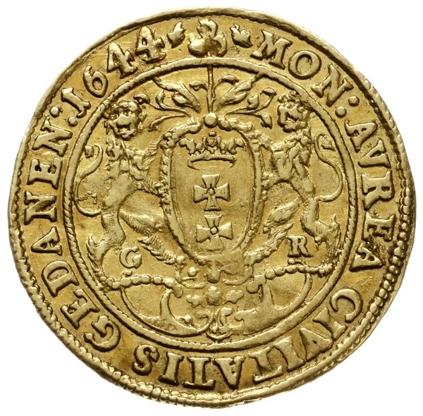 dukat 1644/3, Gdańsk; Aw: Popiersie króla w praw
