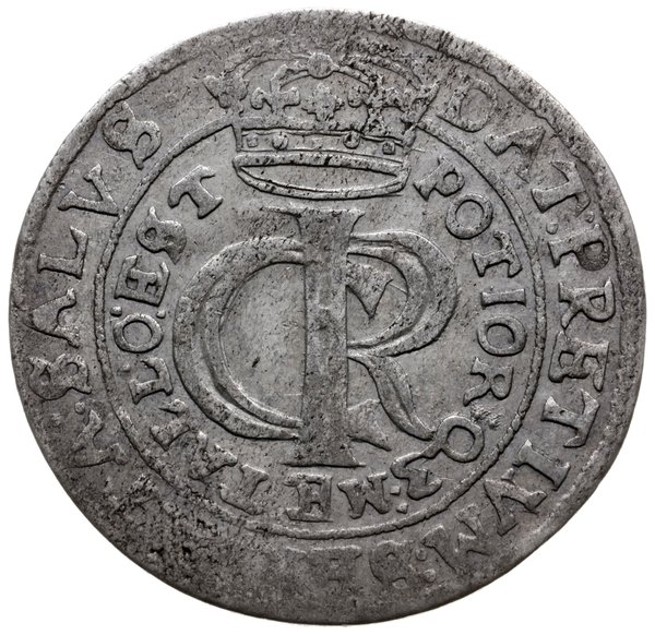 złotówka (tymf) 1663, Lwów; duża litera R w mono