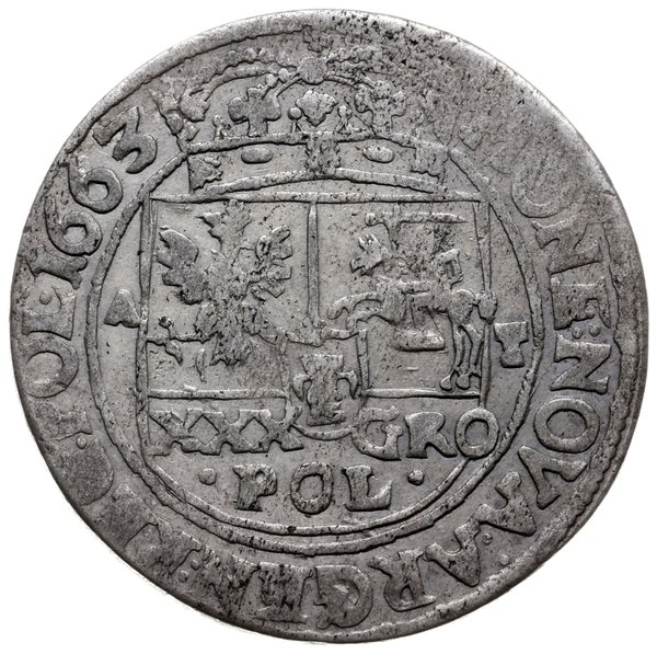 złotówka (tymf) 1663, Lwów; duża litera R w mono