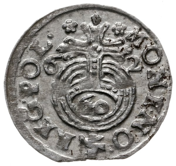 półtorak 1662, Poznań; z cyfrą 60 na jabłku król