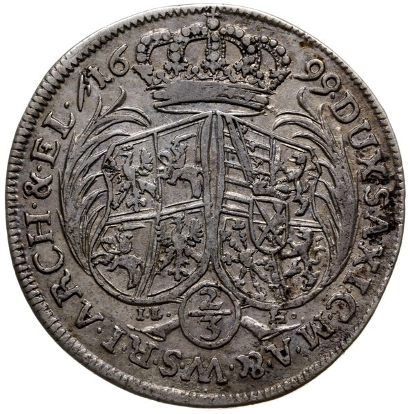 2/3 talara (gulden) 1699, Drezno; inicjały IL-H 