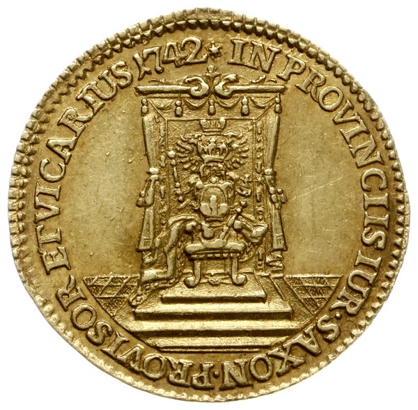 dukat wikariacki 1742, Drezno; Aw: Król na koniu