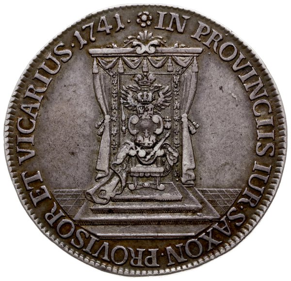 półtalar wikariacki 1741, Drezno; Aw: Król na ko
