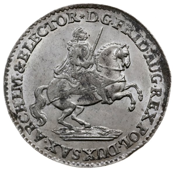 grosz wikariacki 1741, Drezno; Aw: Król na koniu