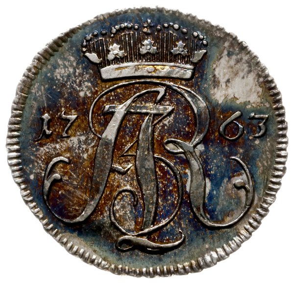 trojak w czystym srebrze 1763, Gdańsk, srebro 1.95 g