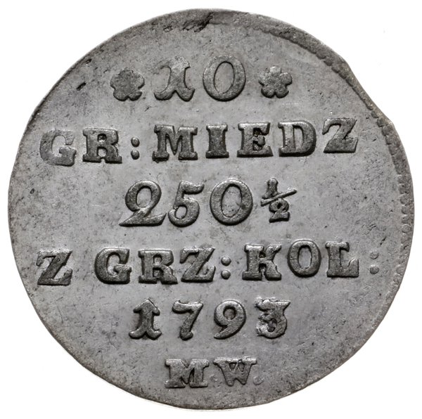 10 groszy miedziane 1793, Warszawa; Plage 239; p