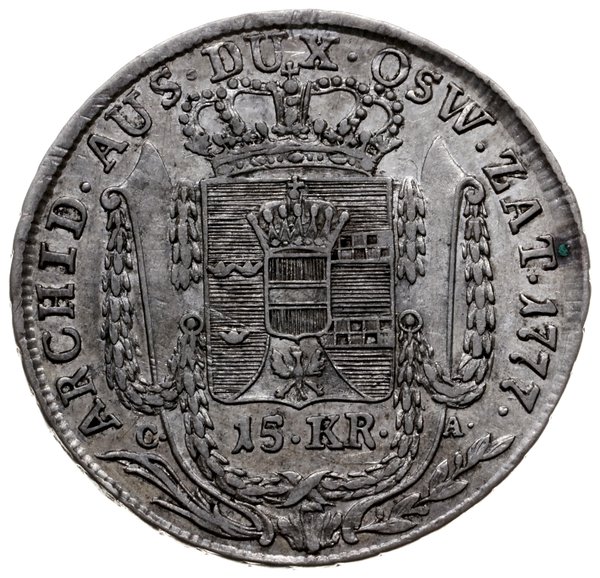 15 krajcarów (złotówka) 1777, Wiedeń; wariant z 