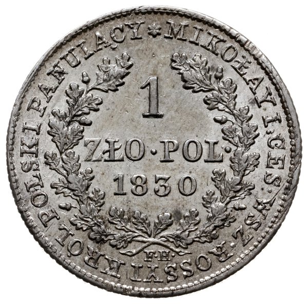 złotówka 1830, Warszawa; odmiana z kropkami po Z