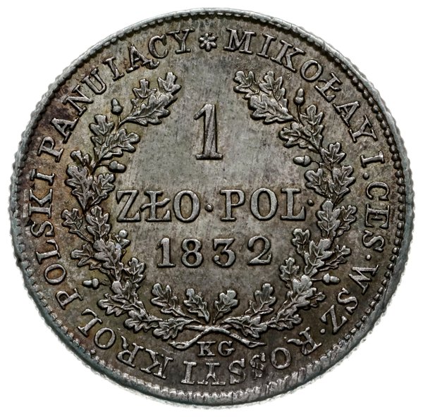 złotówka 1832, Warszawa; odmiana z małą głową kr