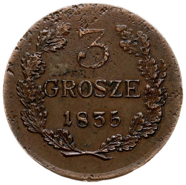 3 grosze 1835, Wiedeń; odmiana z wieńcem otaczaj