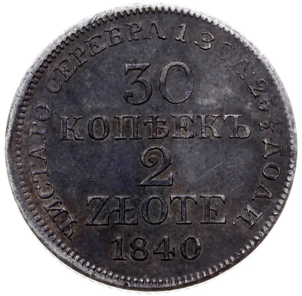 30 kopiejek = 2 złote 1840, Warszawa